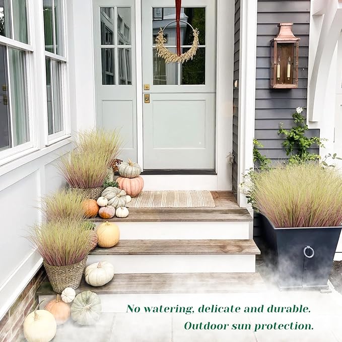 100Pcs Artificial Grass Plants, Faux Shrubs Wheat Grass, Artificial Tall Grasses Fake Plants for Outdoor Decor,Artificial Greenery Stems Weed for Room Indoor Home Decor(Light Purple)