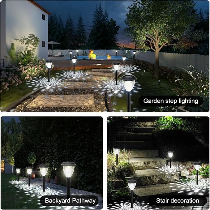 GOODFOEVER Solar Pathway Lights Outdoor, 10 Pack Solar Lights Outdoor Waterproof for Outside, Garden Decor for Yard, Patio, Landscape, Planter, Walkway, Driveway
