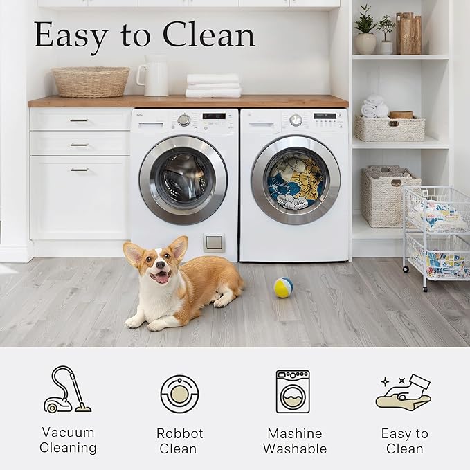 GENIMO Indoor Outdoor Area Rug 6' X 9' Waterproof, Washable Patio Rug Non Shedding, Easy Cleaning Floral Outdoor Carpet for Living Room, Bedroom, Dining Room, Balcony, Backyard, Deck, RV, Blue