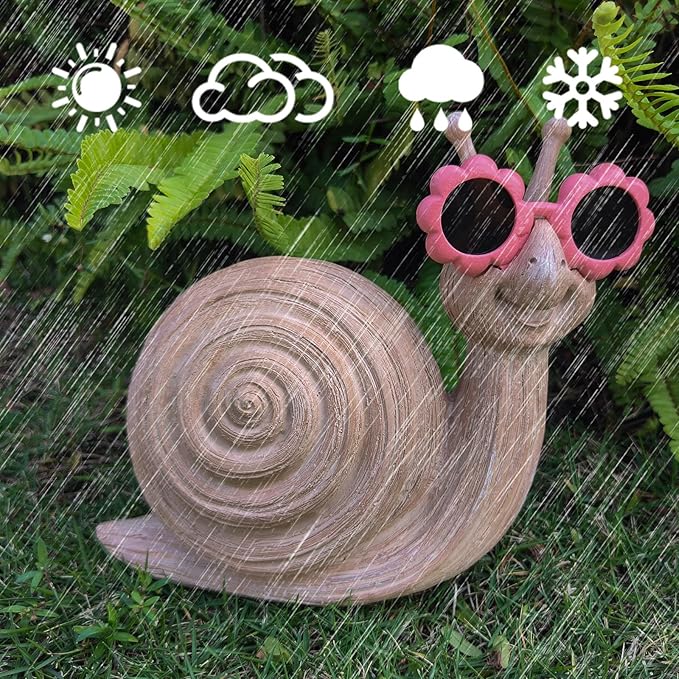 Garden Statue Snail Resin Snail with Glasses Outdoor Decor for Patio Garden Lawn Ornaments Garden Decorations Outdoor Clearance Yard Art Statues Housewarming Garden Gift for Women