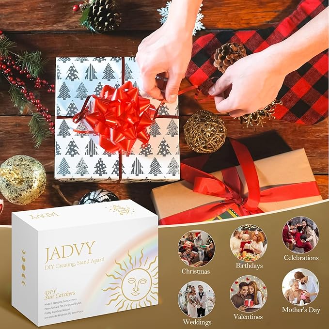 310 Pcs DIY Crystal Sun Catchers Indoor Window, Hanging Prism Suncatcher for Window, Gold DIY Suncatcher Kit, Glass Crystal + Alloy Accessories Sun Catcher Crafts for Adult, DIY for Mom…