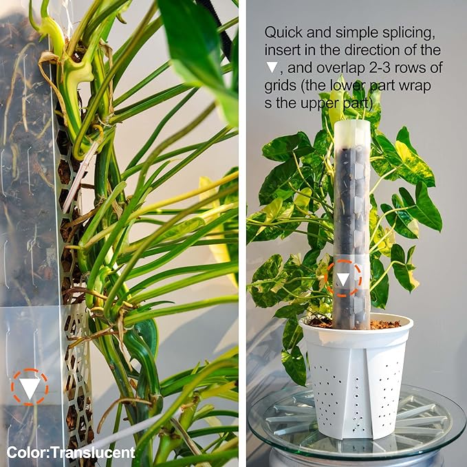 6 Pcs 17 Inch Plastic Moss Pole for Plants Monstera,Designed Specifically for Climbing Plants, Stackable Plant Support for Indoor Plants