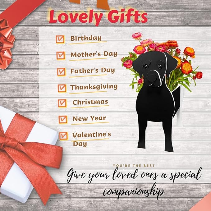 Black Labrador Dog Planter Plant Pots,Cute Garden Dog Flower Planter,Dog Planters Birthday Gifts for Women,Office,Indoor/Outdoor Decor(9.45 * 6.38 * 13.39in)