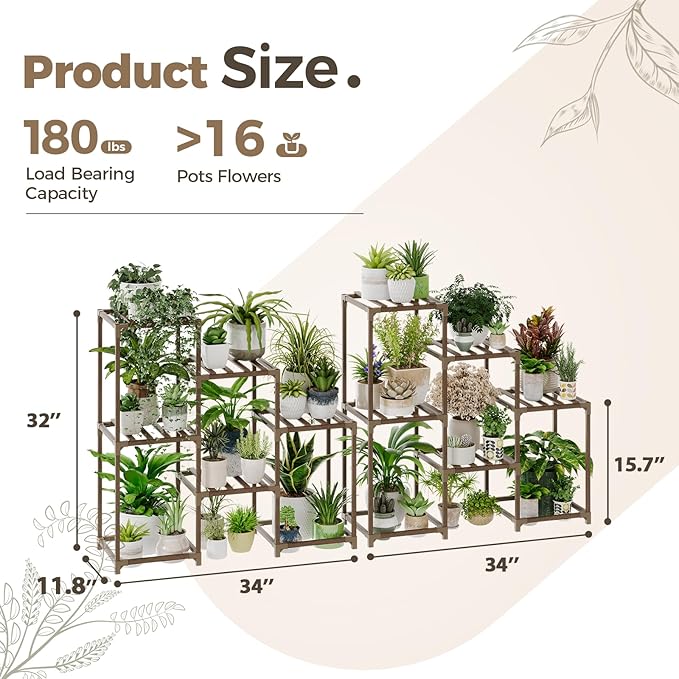 Bamworld 2 Sets of Package Plant Stands Indoor Wood Plant Shelf Outdoor Tiered Plant Rack for Multiple Plants Ladder Plant Holder Plant Table for Plant Pots Boho Home Decor for Gardening Gifts