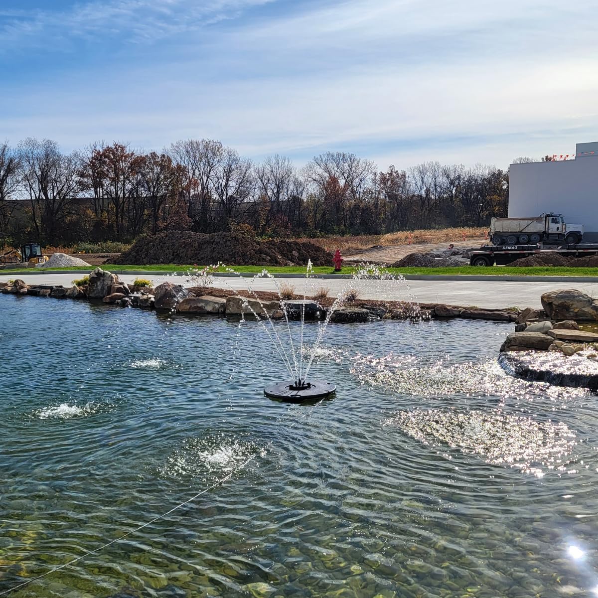 HALF OFF PONDS Floating Fountain – 1/4 HP Pond Aerator, 100' Cord – 3000 GPH Water Pump – 9 Spray Patterns - Color-Changing LED Lights - for Ponds & Water Gardens