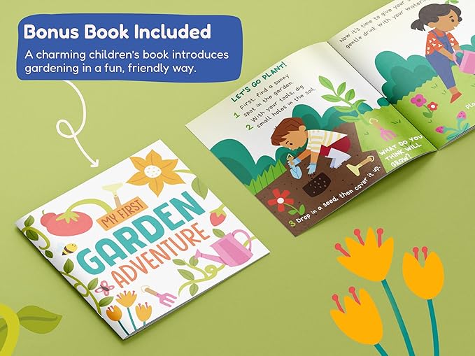 Gardening Set, Tool Kit, for Kids, STEM, Includes Tote Bag, Spade, Watering Can, Rake, Fork, Trowel and Gloves (Princess Pink)