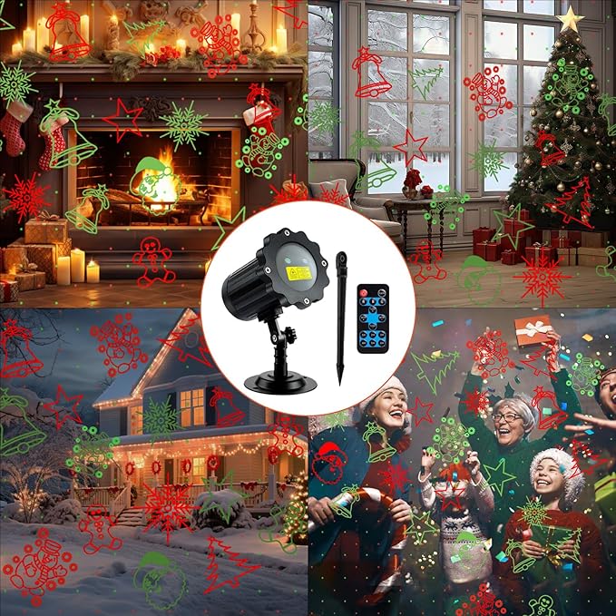 Brighter Christmas Projector Lights Outdoor, Waterproof Laser Christmas Projector with Remote, Christmas Spotlight Decorations for Party Yard Garden Outdoor Indoor