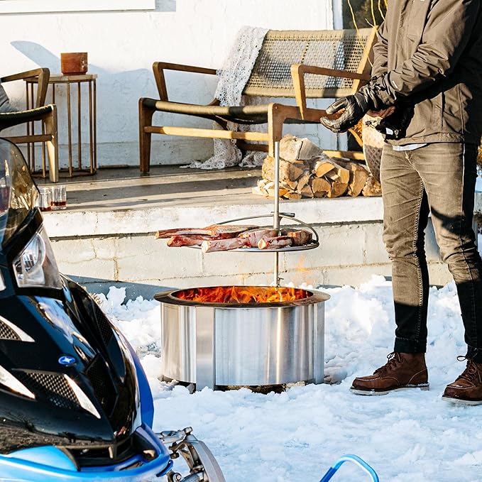 Breeo Smokeless Fire Pit (X Series 24, Stainless Steel) | 27.5 inch Smokeless Firepit for Outside | 62 Pounds | Ideal for Families Compatible with Wide Range of Breeo Accessories