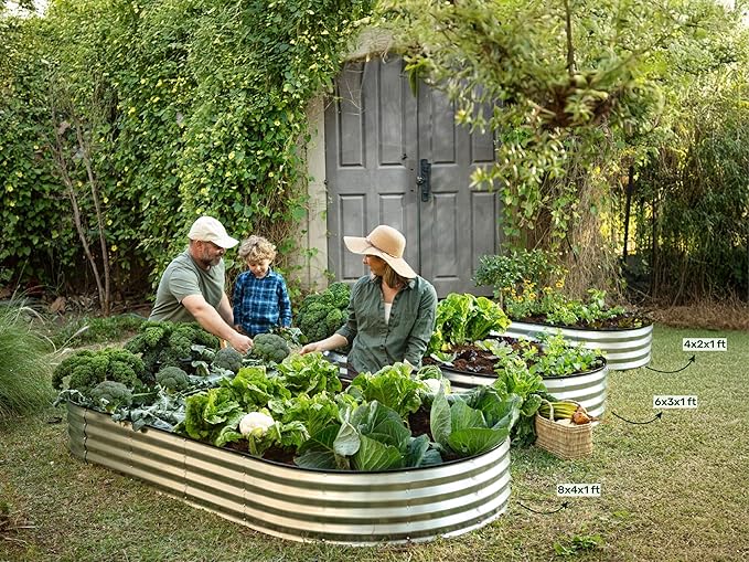 Galvanized Raised Garden Beds Outdoor // 8×4×1 ft (2-Pack) Planter Raised Beds for Gardening, Vegetables, Flowers // Large Metal Garden Box // Patented Tool-Free Design (Black)