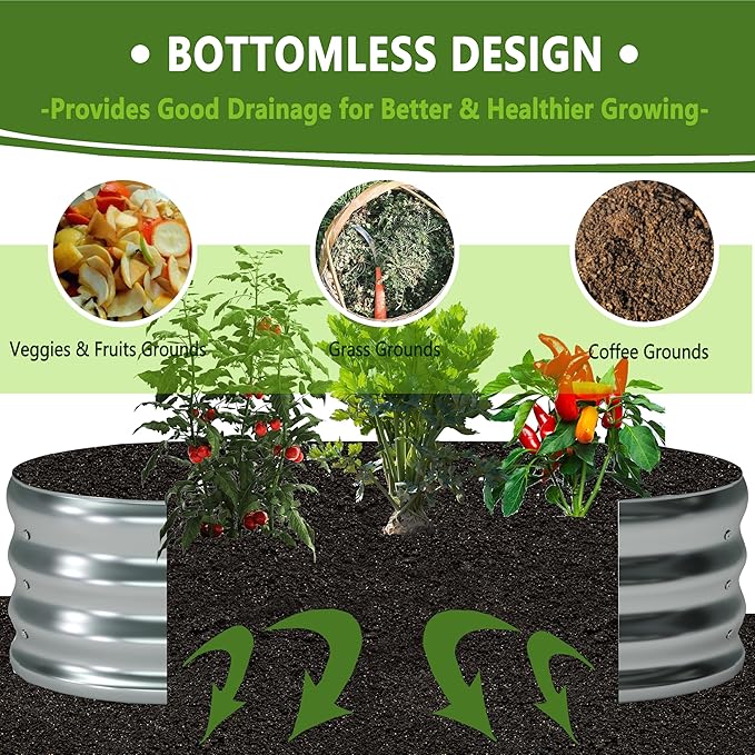 4x2x1ft(2 Pack) Oval Galvanized Raised Garden Bed,Outdoor Planter Box Metal Patio Kit Planting Bed for Vegetables Flowers and Succulents