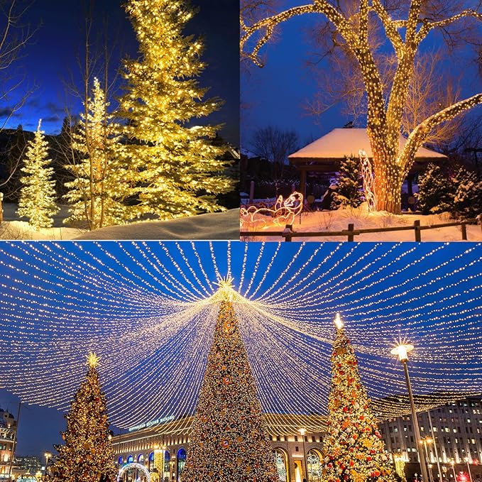 338Ft LED Christmas Lights Outdoor - 1000 String Lights With 8 Modes, Timer, Waterproof Fairy Twinkle for Party, Garden, Wedding, Holiday, Xmas Tree Decorations (Warm White)