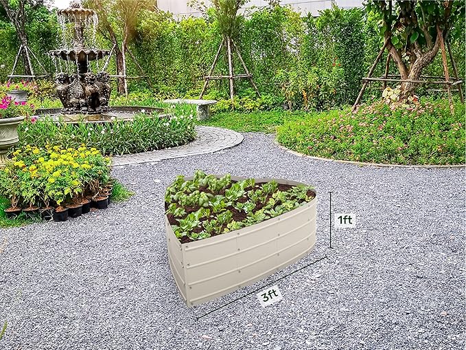 Galvanized Raised Garden Beds Outdoor // Planter Raised Beds for Gardening, Vegetables, Flowers // Large Metal Garden Box (White) // Tool-Free Assembly
