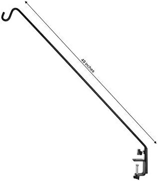 Ashman Deck Hook (1 Pack, 49-Inch Deck Hook), Double Forged Solid Metal Single Piece Rod, Ideal for Bird Feeders, Plant Hangers, Coconut Shell Hanging Baskets, and Lanterns.