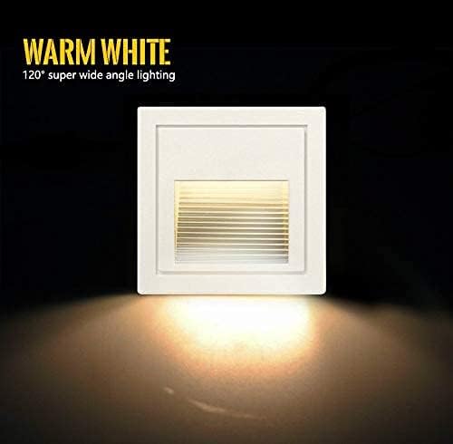 4Pcs 3W LED Step Light, 120V Warm White 3000K IP65 Waterproof Recessed Wall Light, Stair Light Staircase Light Lighting lamp, Inside Outside Garden Balcony Corridor, Aluminum