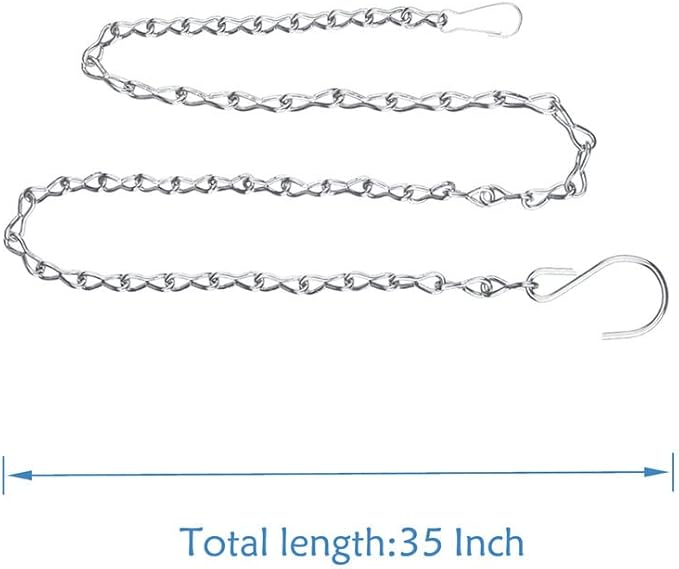 4 Pack 35 Inch Silver Hanging Chain for Hanging Bird Feeders, Bird Houses, Planters, Baskets, Birdbaths, Lanterns, Wind Chimes, Billboards, Signs and Ornaments