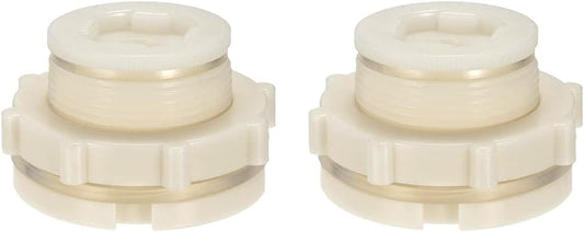 1.5" Female ABS Bulkhead Fitting, Plastic Water Tank Connector Adapter Fitting with Plugs for Outdoor rain Barrel Garden Hose Adapter Spigot kit Water Tank Gallon Drain Bucket(Set of 2)