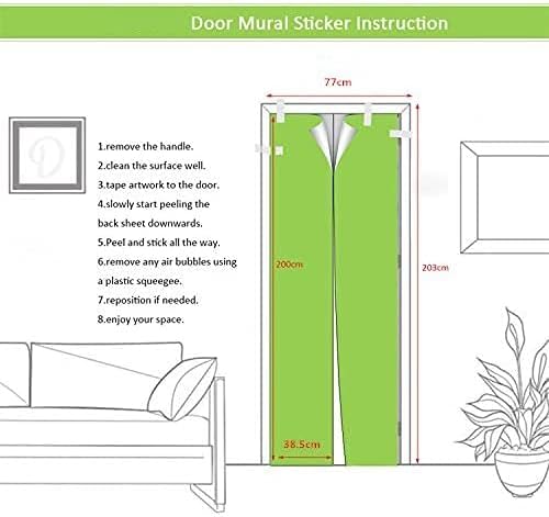 3D Door Stickers Murals - Stairs - Peel and Stick - Waterproof & Washable - Matt Finish - Modern Style - White - 33.9" x 78.7" (2 Parts) - Adults