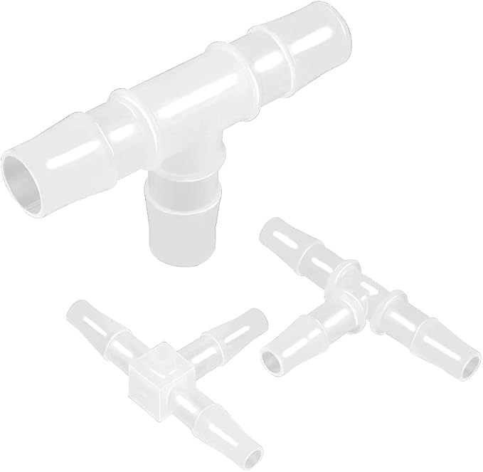 5/16" Tee Fitting Equal Barb 3 Way Hose Barb Fitting，Splicer Joint Mender Adapter Union Fitting for Fuel Gas Liquid Air (Pack of 5)