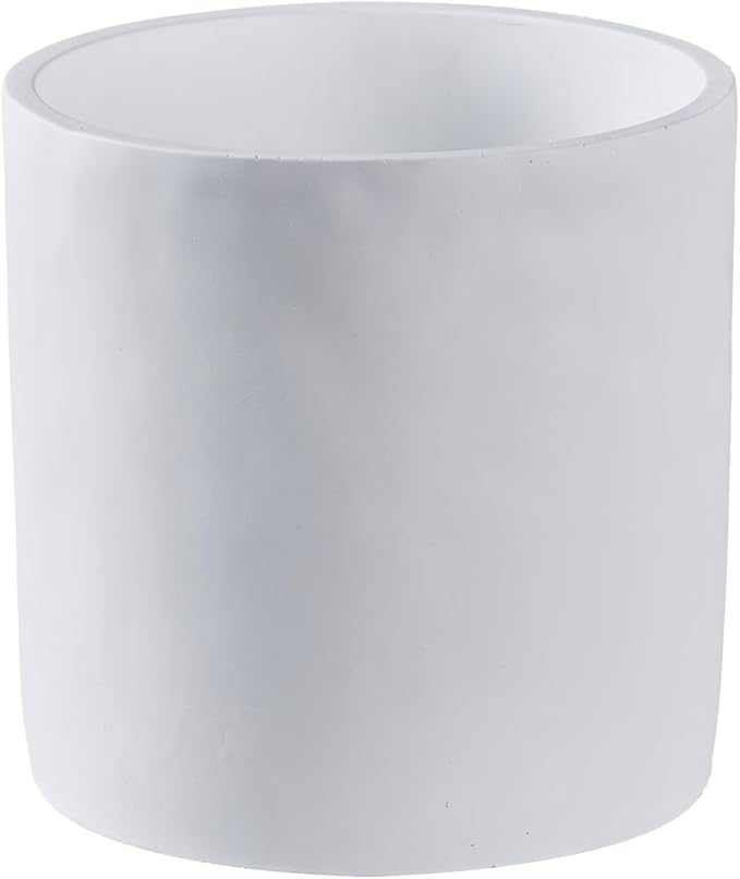 8 Inch Pot for Plants, Large Cement Planter with Drainage Hole, Mid-Century Modern Concrete Flower Pots for Home Decor, Office & Outdoor (White)