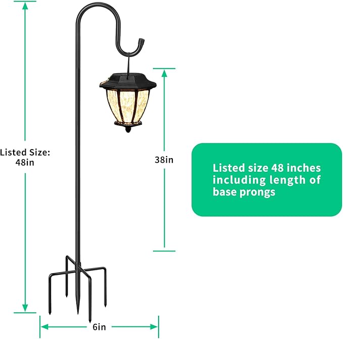 Adjustable Shepards Hooks for Outdoor with 5 Prong Base Shepherds Hooks for Outdoor Stand Pole for Humming Bird Feeder for Hanging Solar Lights Outdoor Garden Wedding Decor (48in)