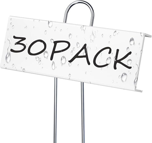 30 Pack Metal Plant Labels for Outdoor Garden Waterproof Plant Markers, Labels Garden Markers for Seedlings Herbs Vegetable Greenhouse Gifts with Pen - White