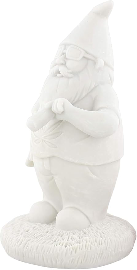 Gnometastic Gnude Gnomes - Unpainted Smoking Gnome, 8.5" Inches - DIY Paint Your Own Gnome - Funny Garden Gnomes to Paint for Adults, Outdoor or Indoor