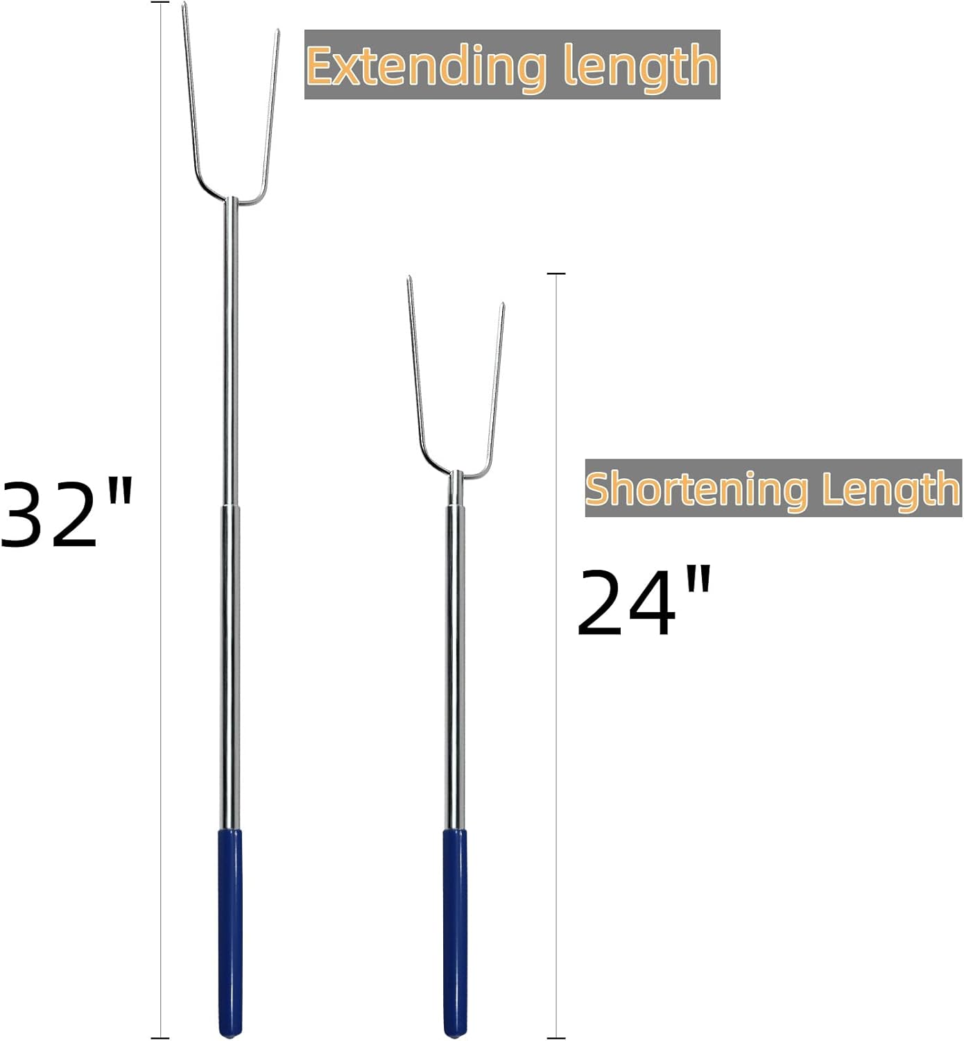 32" Heavy Duty Hot Dog Roasting Sticks for Campfire, Smores Sticks for Fire Pit Long, Marshmallows Skewers (4 Pack)