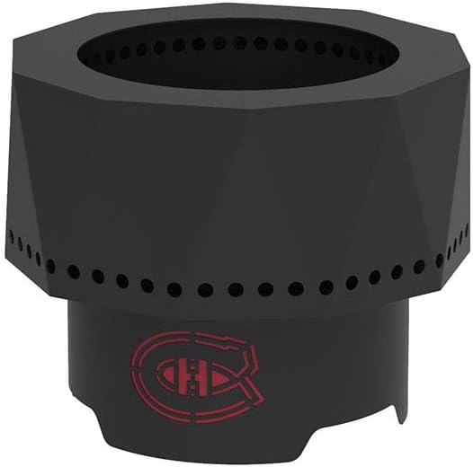 Blue Sky Outdoor Living NHL Montreal Canadiens Ridge Portable Steel Smokeless Fire Pit with Carrying Bag & Spark Screen Kit, Firewood & Wood Pellet