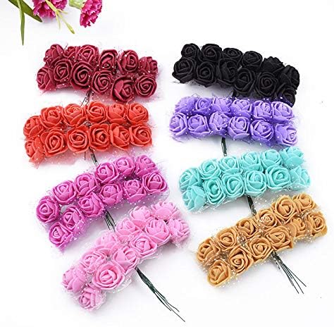 144 Pcs Mini Fake Rose Flower Heads Artificial Flower Foam Rose Real Touch Roses Flower Heads for DIY Wedding Bouquets Centerpieces Arrangements Party Baby Shower Home Decor (Light Purple)