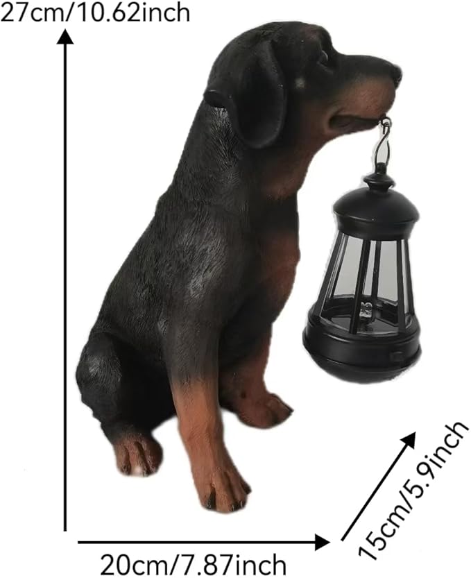 Garden Dog Statues Outdoor Decor, 10.6" Solar Light Dog Statue with Lantern, Puppy Solar Dog Figurine Sculpture for Outdoor Gardens Patio, Lawn, Yard, Housewarming Ornament Gift