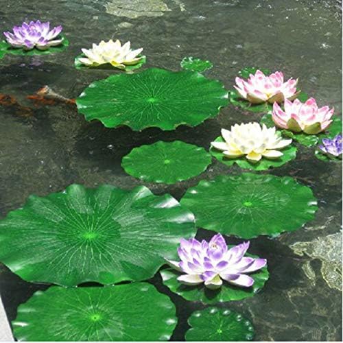 Garneck 10pcs Pool Lotus Leaves Artificial Floating Foam Lotus Leaves Lily Pads Fake Foliage Decoration for Pond Pool Aquarium Fish Artificial Leaf Tank Foam