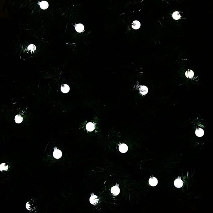 Globe Ball Fairy Lights, 50 LEDs 23ft/7M Solar Led Globe String Lights Waterproof with Two Lighting Modes for Garden Outdoor Party Christmas Decoration (Cold White)