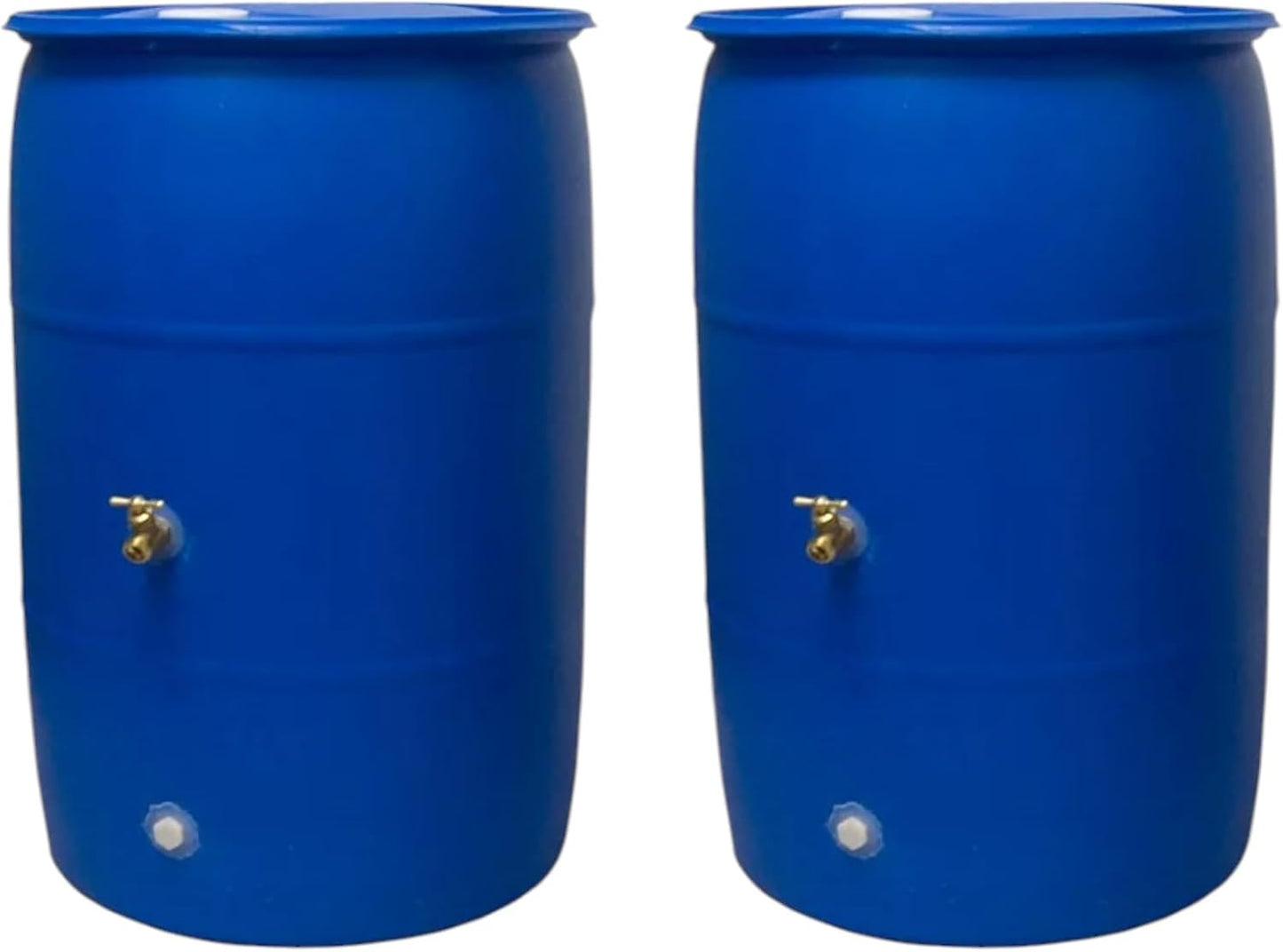 55-Gallon Rain Barrel with Spigot, Blue, Water Collection Container (2 Pack)