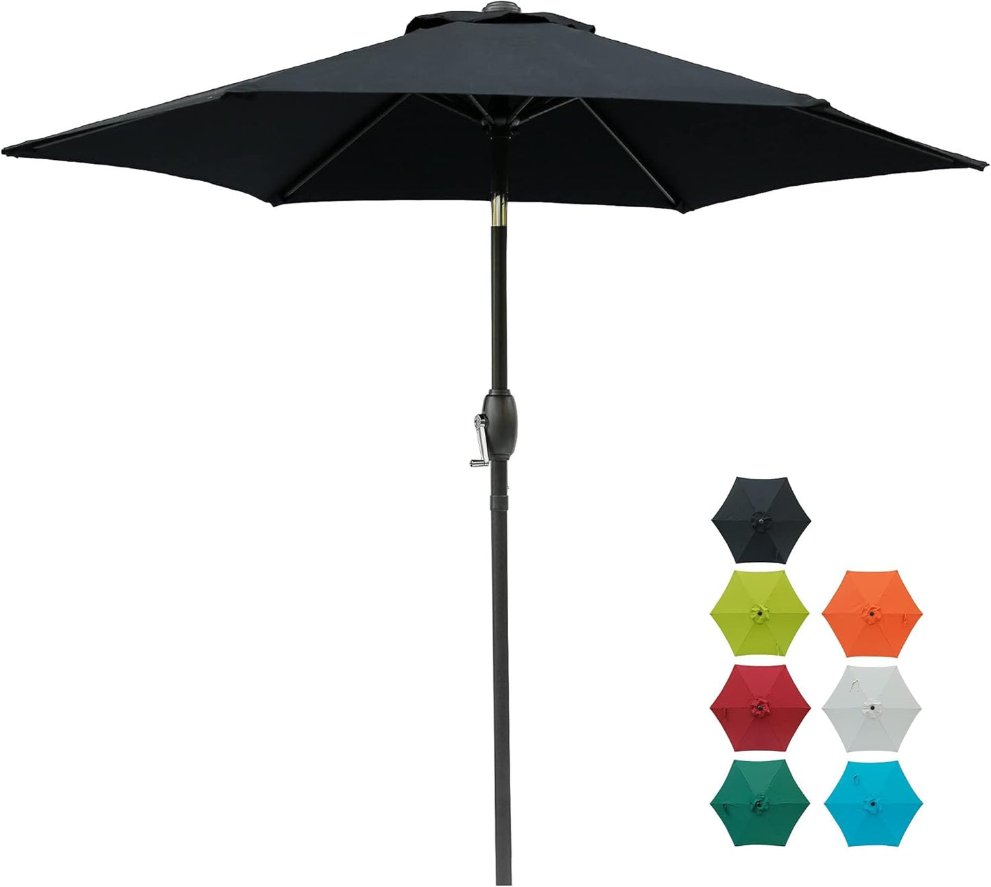 Aok Garden 7.5 ft Patio Umbrella Outdoor Market Umbrella Tilt Button and Crank 6 Ribs for Deck Lawn Pool& Backyard