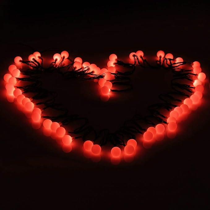 Globe Ball Fairy Lights, 50 LEDs 23ft/7M Solar Led Globe String Lights Waterproof with Two Lighting Modes for Garden Outdoor Party Christmas Decoration (Red)