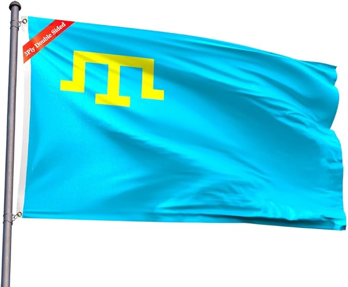 Azerbaijan Flag 2x3FT Azerbaijani National Polyester Flag With 2 Grommets For Patriotic Azerbaijani Themed Festival Events Party Decoration (Crimean Tatars, 2x3FT-3ply)