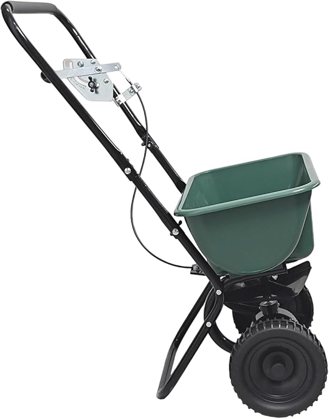 60LB Walk-Behind Broadcast Spreader for Seed,Fertilizer,Salt,Ice Melt, Fertilizer Spreader with Adjustable Drop Rate, Seed Spreaders for Lawns