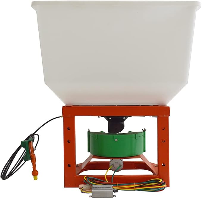 ATV/UTV Seed Fertilizer Spreader Broadcast Spreader 265lbs Garden Farmer Tractor Spreader 12V Variable Easy Fix Fertilizer Hopper Dry Material Spreader