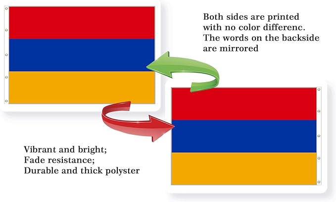 Armenia Extra Large Flag 12x18FT Giant Armenian National Polyester Flag With 5 Grommets For Patriotic Armenian Themed Festival Events Party Decoration(Armenia, 12x18FT)