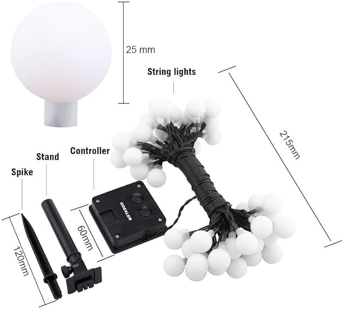 Globe Ball Fairy Lights, 50 LEDs 23ft/7M Solar Led Globe String Lights Waterproof with Two Lighting Modes for Garden Outdoor Party Christmas Decoration (Purple)