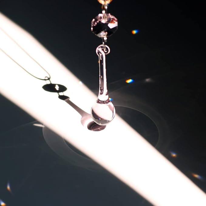 12pcs Raindrop Crystal Chandelier Prisms Parts, 53mm Hanging Crystals Beads for Chandeliers, Home Decoration (Pink)