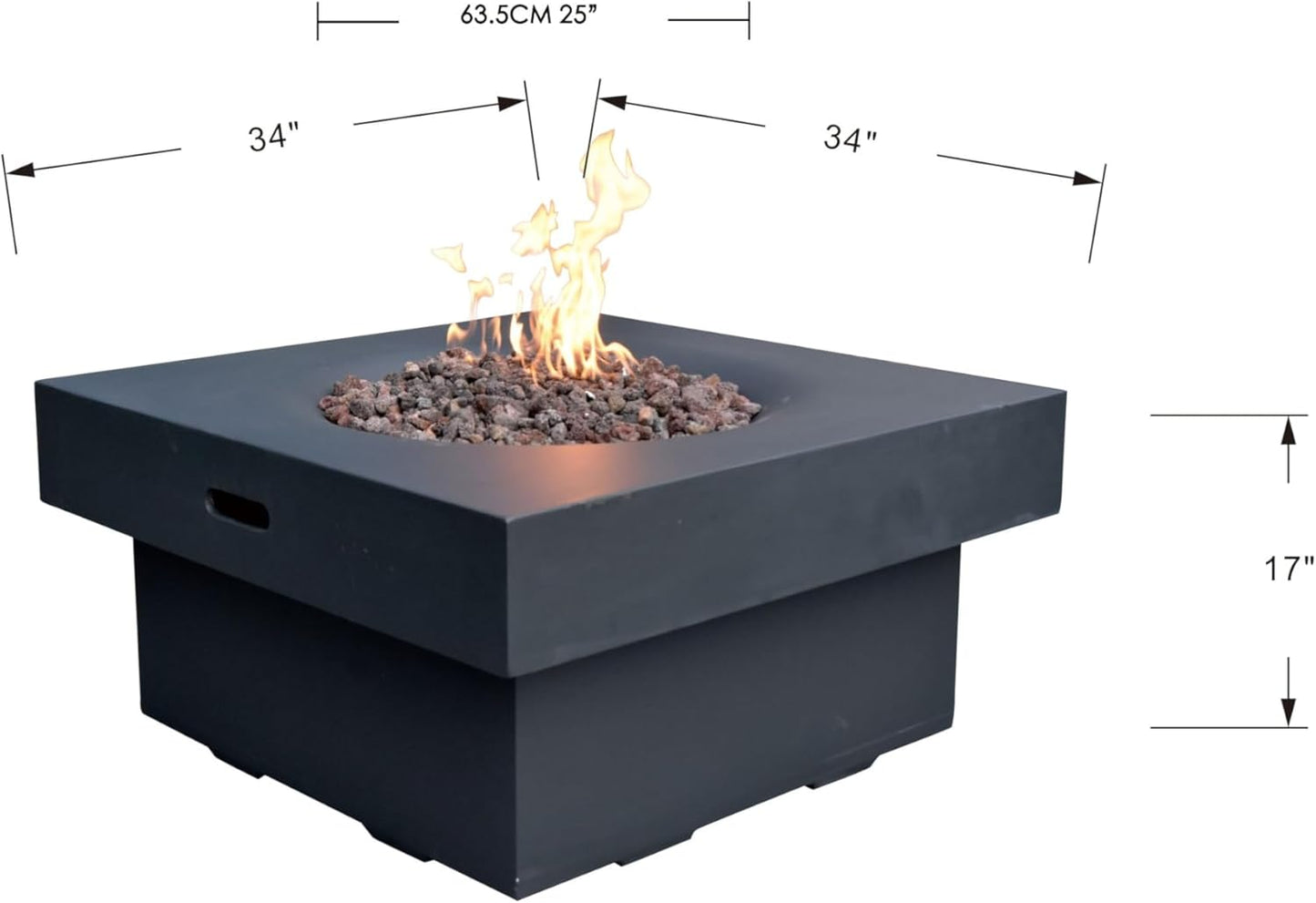 AMS Fireplace | Modeno Branford Package | Black Liquid Propane Gas Fire Pit Table for Outside Patio Bundle with Tank Cover, Wind Guard | Free Ice Bucket & Rubber Mat