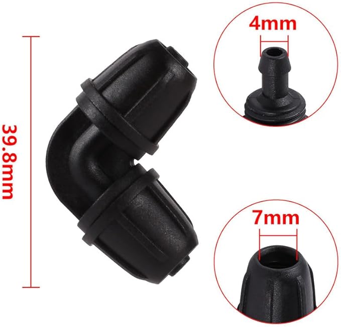 20 Pack Quick-Connect Locking 1/4" Drip Irrigation Elbow Coupling Connectors, Corner Fittings for 1/4 Inch Irrigation Tubing, Drip Kit (Elbow - 20 Pack)