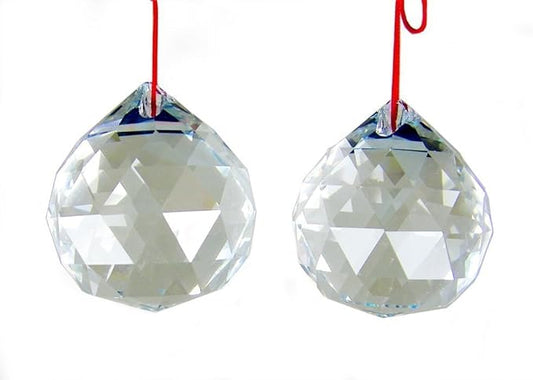 Amlong Crystal 40mm Clear Suncatcher Crystal Ball Prisms Feng Shui with Gift Box, Set of 2