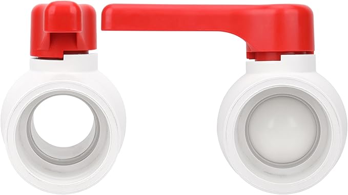2-1/2" PVC Ball Valve Water Pipe Shut-off Valve Socket with Red T-Handle for Cold Water Supply lines, Irrigation Pipe fitting System(Socket x Socket), 2.50" PVC Water Shut-off Valves Fitting, SCH40
