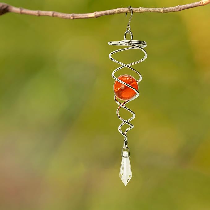 5pcs Wind Spinner Tail Gazing Ball Spiral Stabilizer Tails for Indoor and Outdoor Decoration, (7.1'') 18cm Stainless Steel Hanging with Swivel Hook Garden Decorative