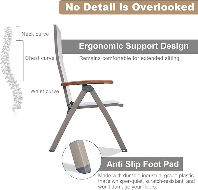 Adjustable Folding Chair, Indoor Bedroom, Outdoor Balcony, Patio, Lawn Yard Beach, Porch, for Comfortable Foldable Lounge Chair, Portable Cozy Recliner, Metal Frame