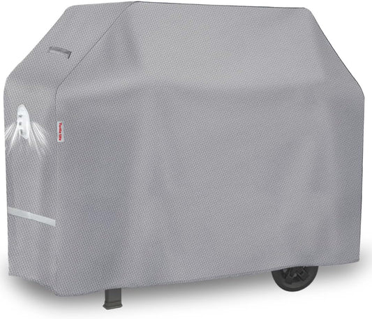 BBQ Grill Cover, 58 Inch Heavy Duty Waterproof 3-4 Burner Barbecue Gas Grill Covers for Weber Spirit Char-Broil Performance and Signature, Gray