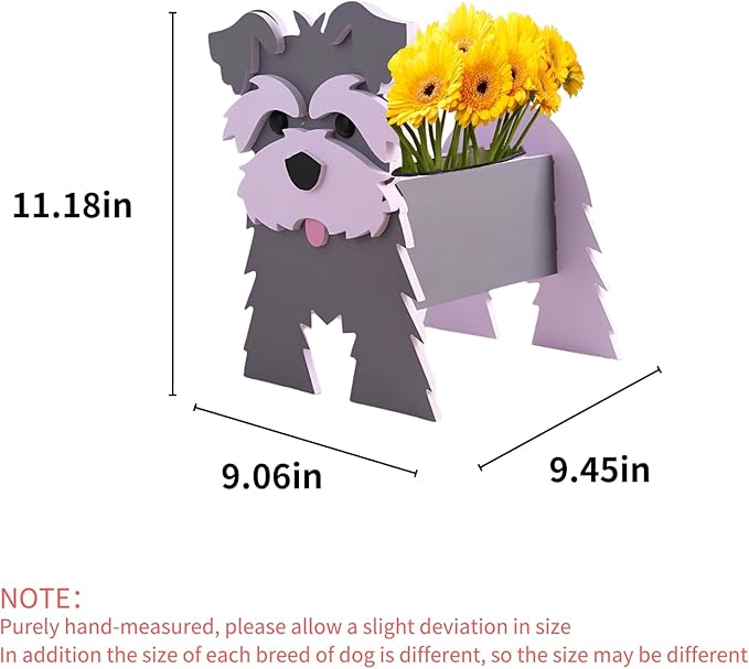 Gray Schnauzers Dog Planter Plant Pots,Cute Garden Dog Flower Planter,Dog Planters Birthday Gifts for Women,Office,Indoor/Outdoor Decor （9.45 * 9.06 * 11.81in）