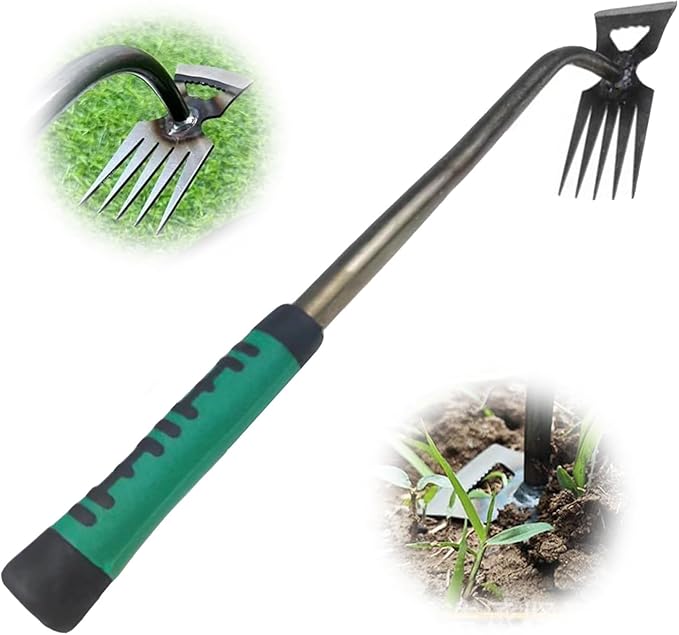 Gardening Hand Weeder Tools, New Weeding Artifact Uprooting Weeding Tool with Handle, 5 Teethes Durable Manganese Steel Weed Puller Tool for Vegetable Gardening Backyard Farm Planting & Weeding
